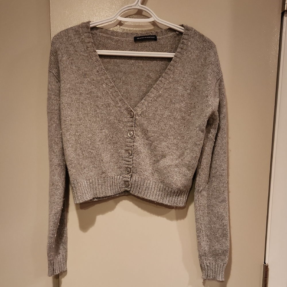 Brandy Melville Light Gray Button-Up Cardigan